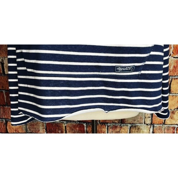State of Mine Florida Blue Striped Womens XXL Hooded Pullover Sweatshirt Raw Hem - Picture 3 of 8